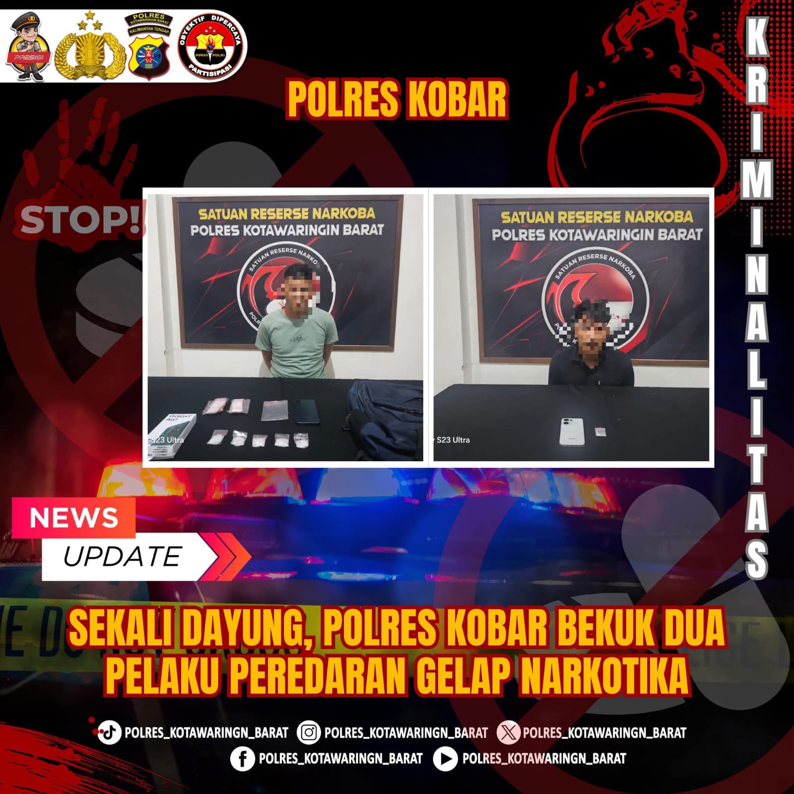 ‎Sekali Dayung, Polres Kobar Bekuk Dua Pelaku Peredaran Gelap Narkotika
